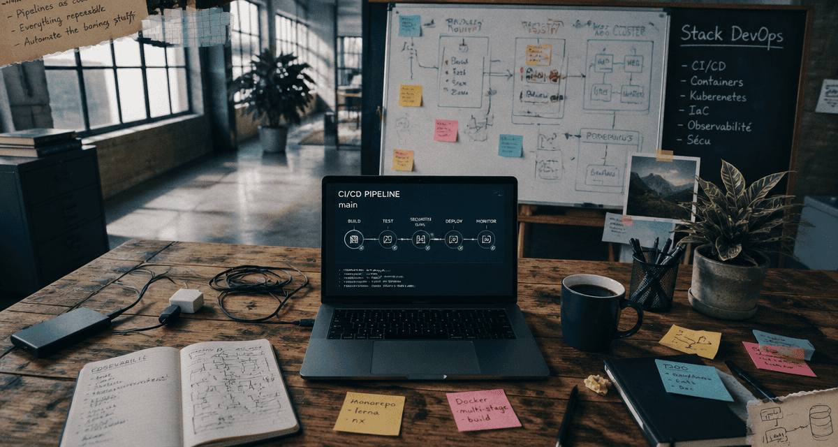 open space avec outils devops et pipeline CI/CD