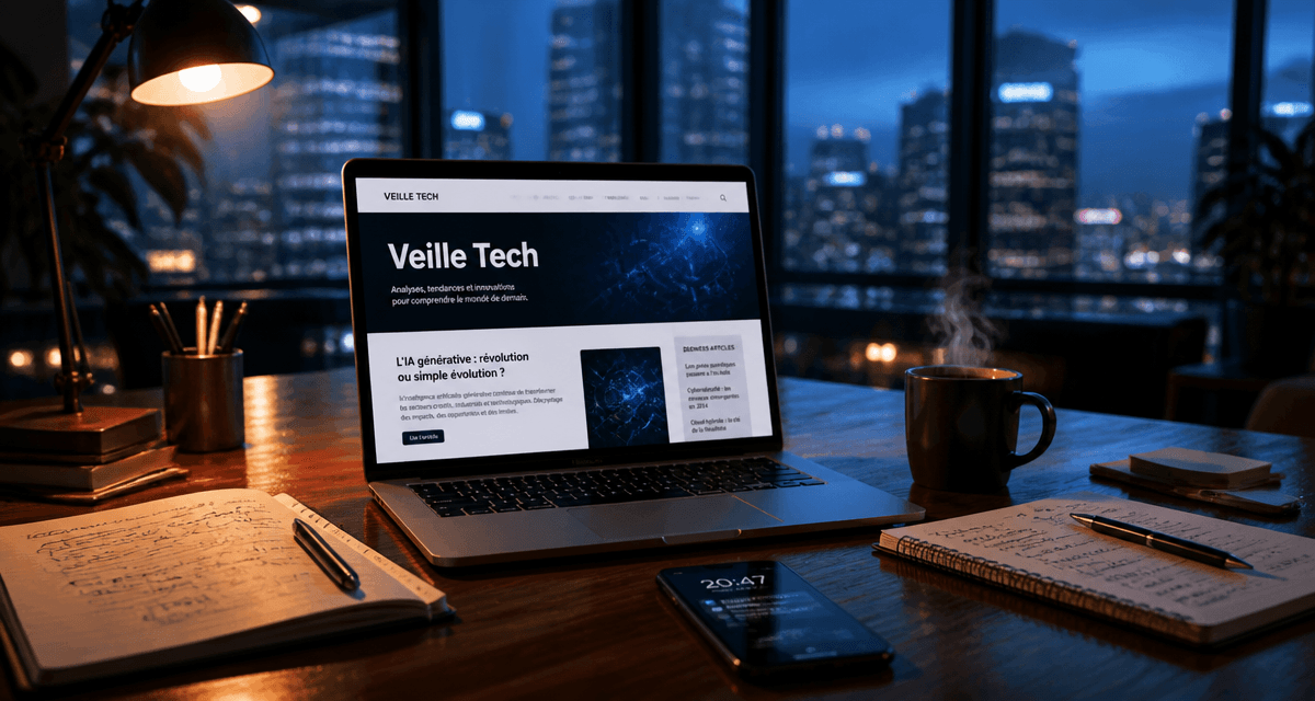 blog technologie sur ordinateur en bureau moderne