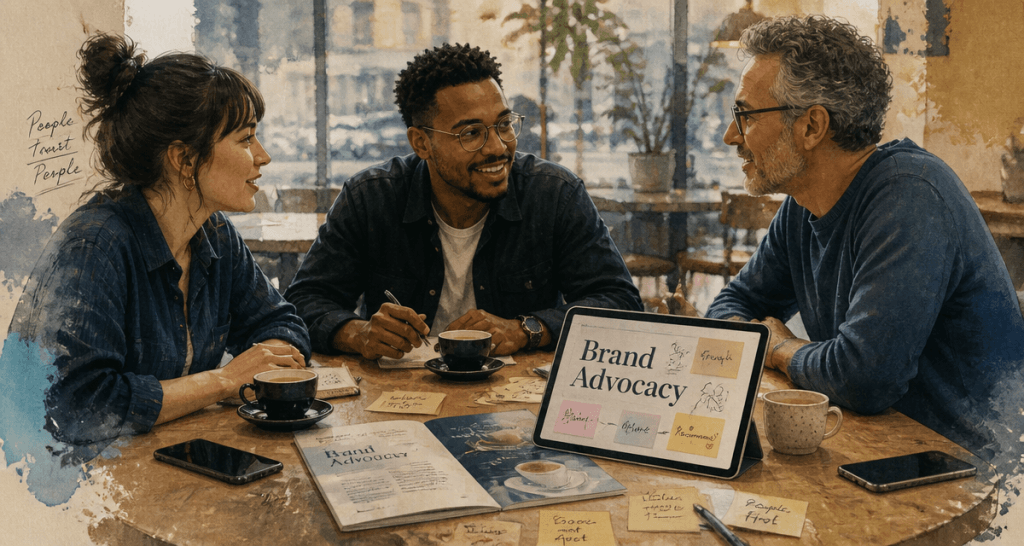Brand advocacy clients ambassadeurs autour d'une table