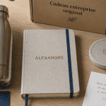 Cadeau entreprise original carnet gravé, gourde inox, chargeur induction