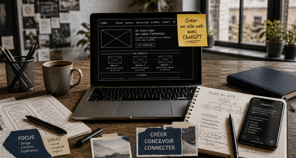 Créer un site web avec ChatGPT sur ordinateur portable
