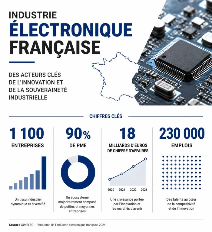 Chiffres clés de l'industrie électronique en France : entreprises, emplois et chiffre d'affaires