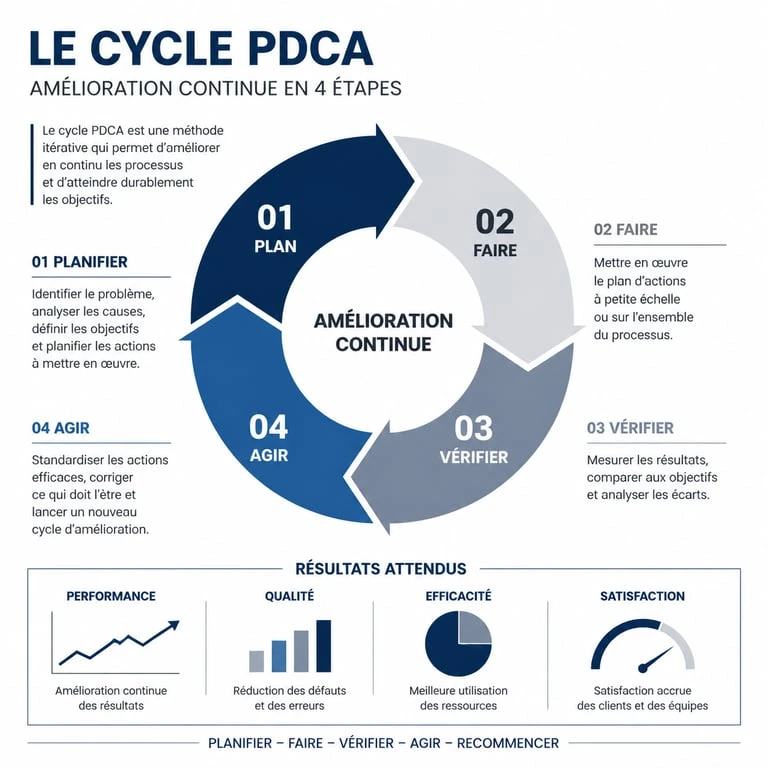 Infographie du cycle PDCA pour le système de gestion de la qualité