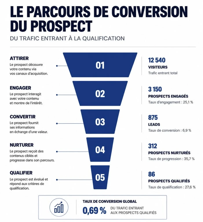 Infographie du parcours de conversion pour la génération de leads