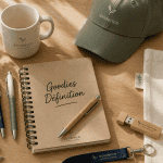 goodies définition : objets publicitaires sur bureau