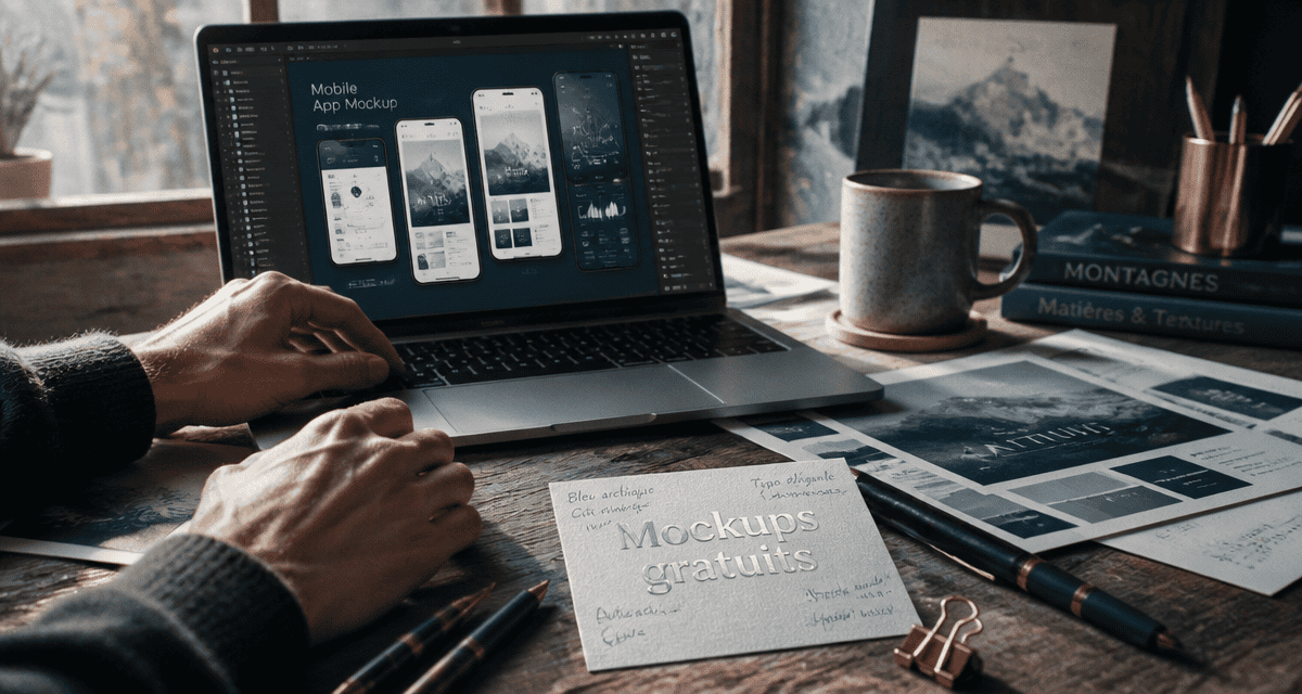 Mockups -free ordinateur et carte de visite