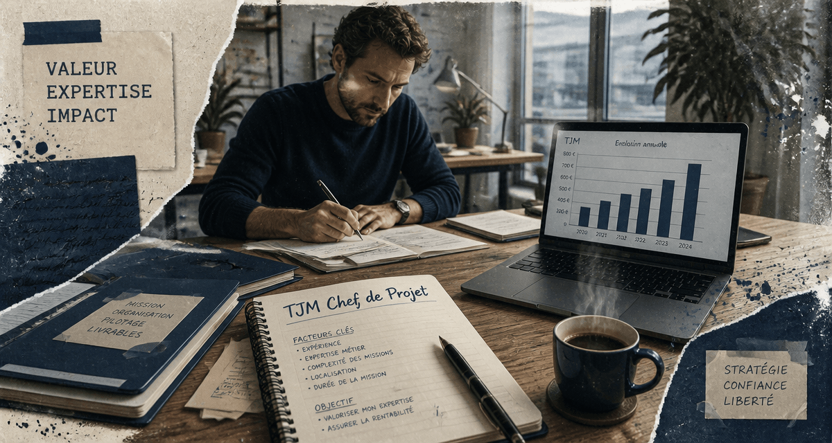 tjm chef de projet freelance à son bureau