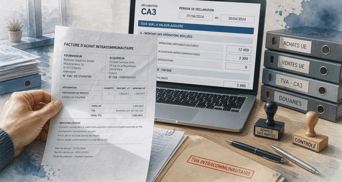 tva sur achat intracommunautaire sur facture et CA3