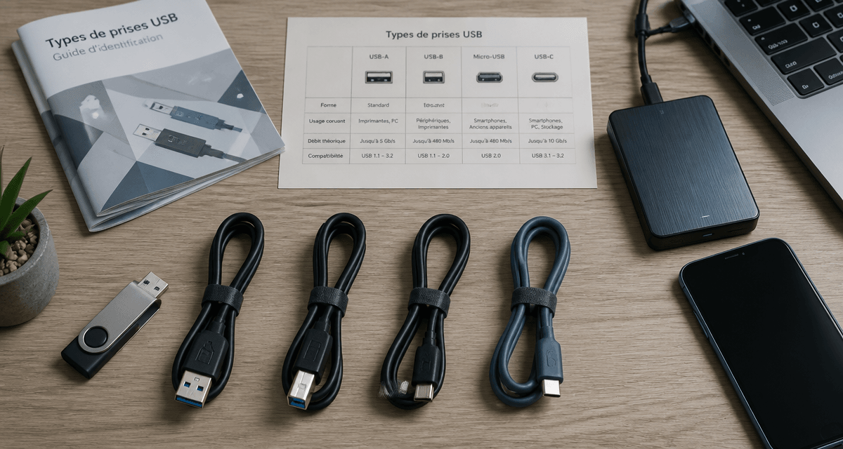 types de prises usb et périphériques sur bureau