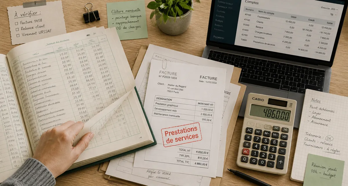 compte comptable prestation de service registre et factures