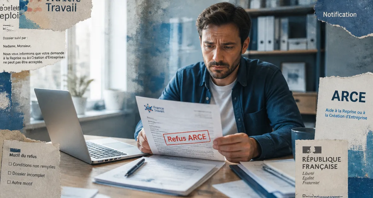 demande arce refusé entrepreneur lisant refus