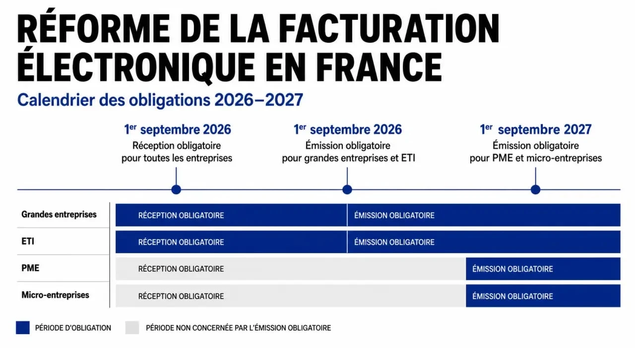 Calendrier de la réforme de la facturation électronique et obligation du format Factur-X en France