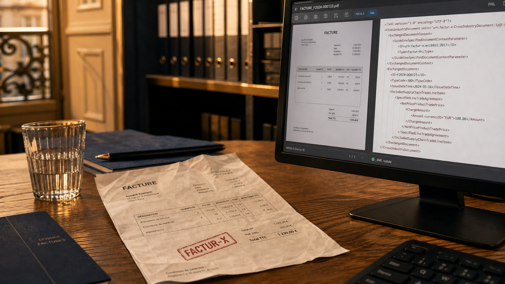 Facture x obligatoire : facture Factur-X et document PDF/A-3 + XML