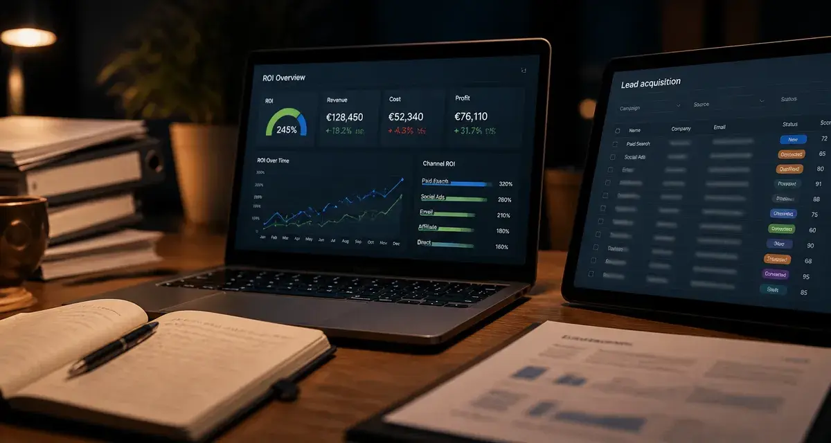 Lead acquisition marketing : tableau de bord ROI et formulaires de capture de leads