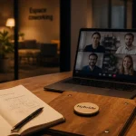 Télétravail hybride définition : réunion en visioconférence au bureau