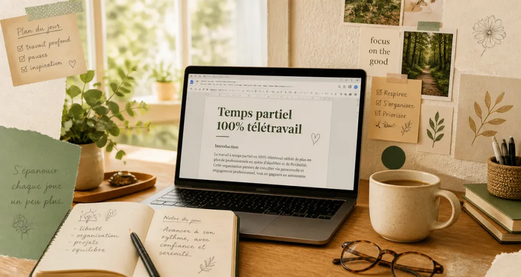 temps partiel 100 télétravail bureau lumineux