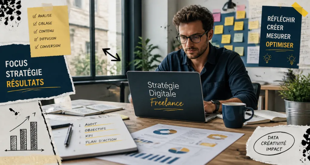 Consultant webmarketing freelance travaillant en coworking