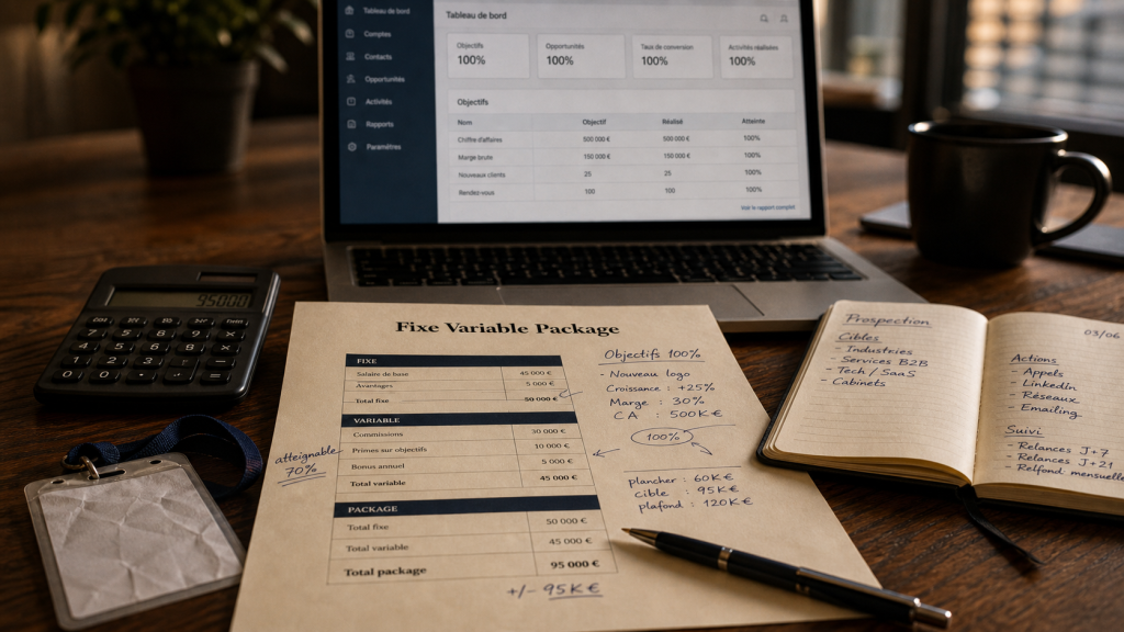 Business development representative salaire fixe variable package 100% objectifs