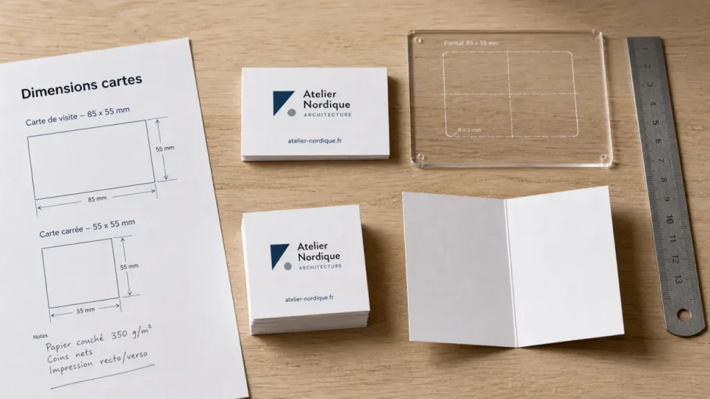 Dimensions de carte de visite : standards internationaux, formats créatifs et erreurs à éviter