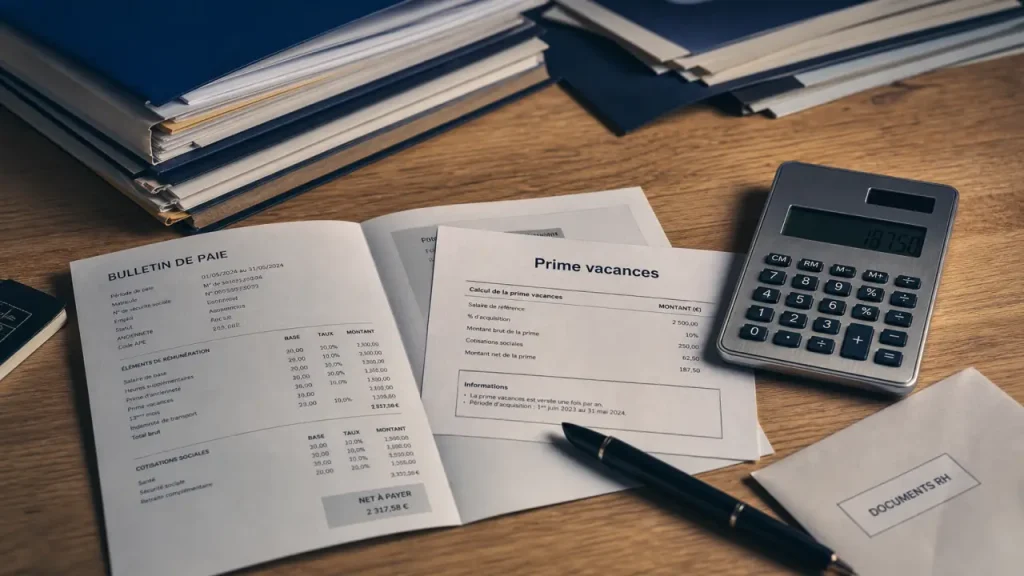 Syntec prime de vacances : calcul sur bulletin de paie