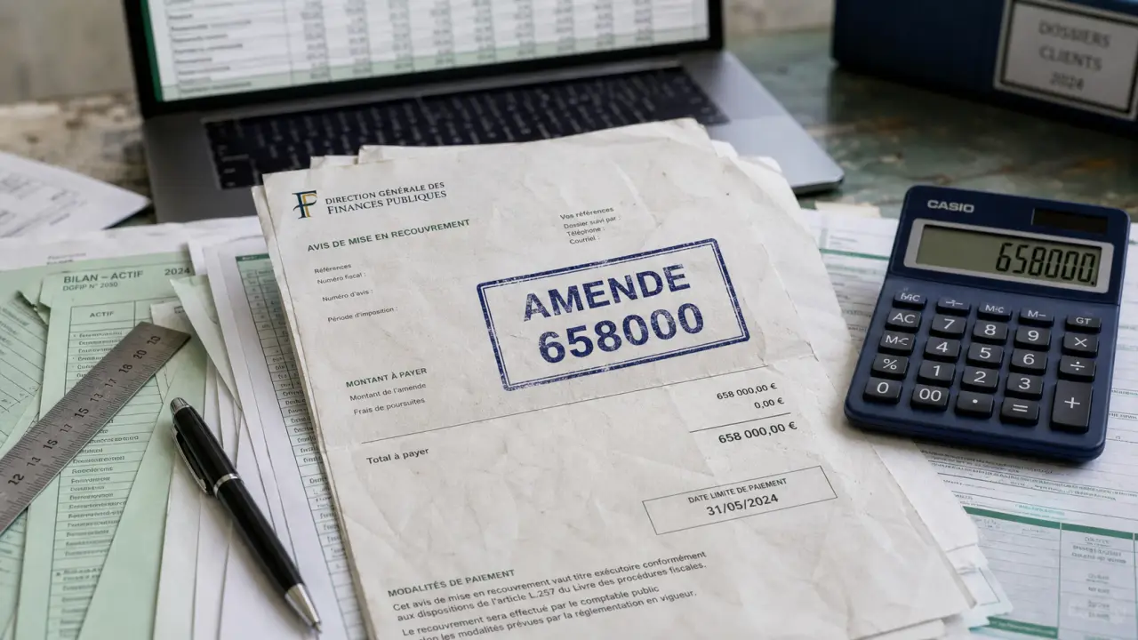 Compte comptable amende PCG 2025 : 658000, 6711, 1514, 4551