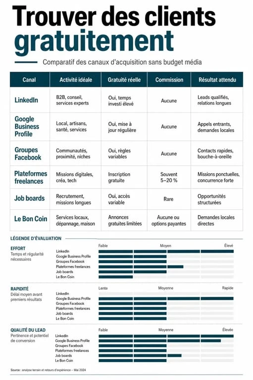 Comparatif des sites pour trouver des clients gratuitement selon l’activité et la gratuité réelle