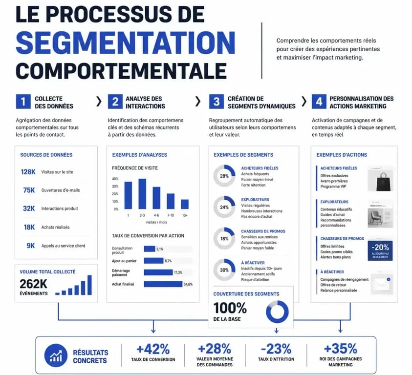 Schéma du processus de segmentation comportementale pour le marketing digital