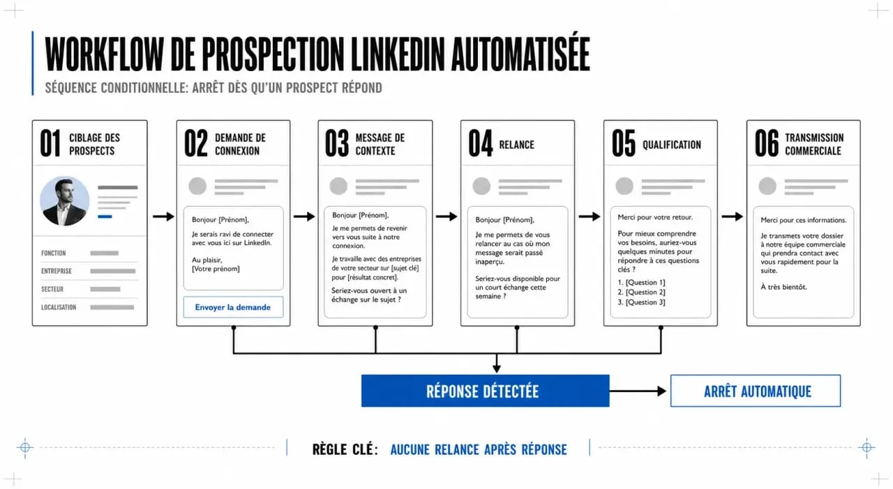 Automatiser LinkedIn avec un workflow de prospection en plusieurs étapes