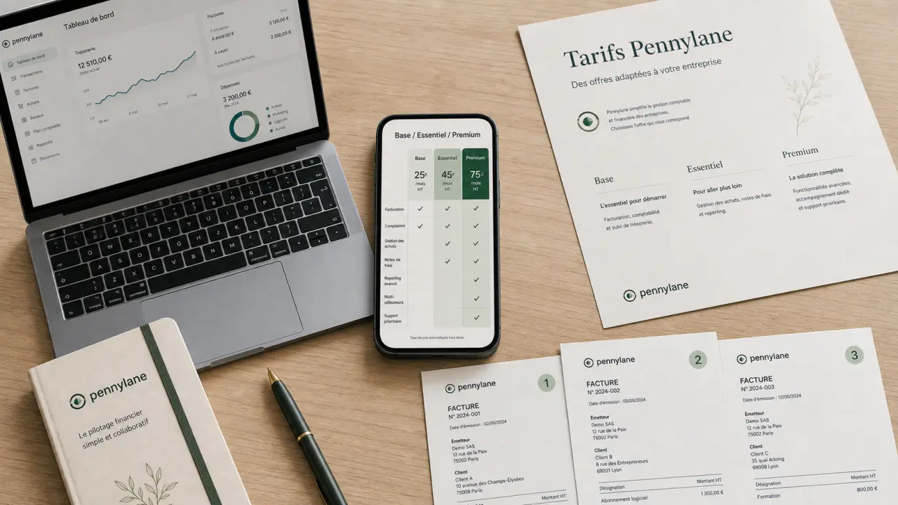 Tarifs Pennylane 14, 24 et 99 € sur facture