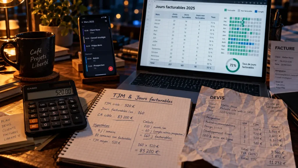 Devenir développeur freelance : calculer un TJM qui finance aussi les périodes creuses