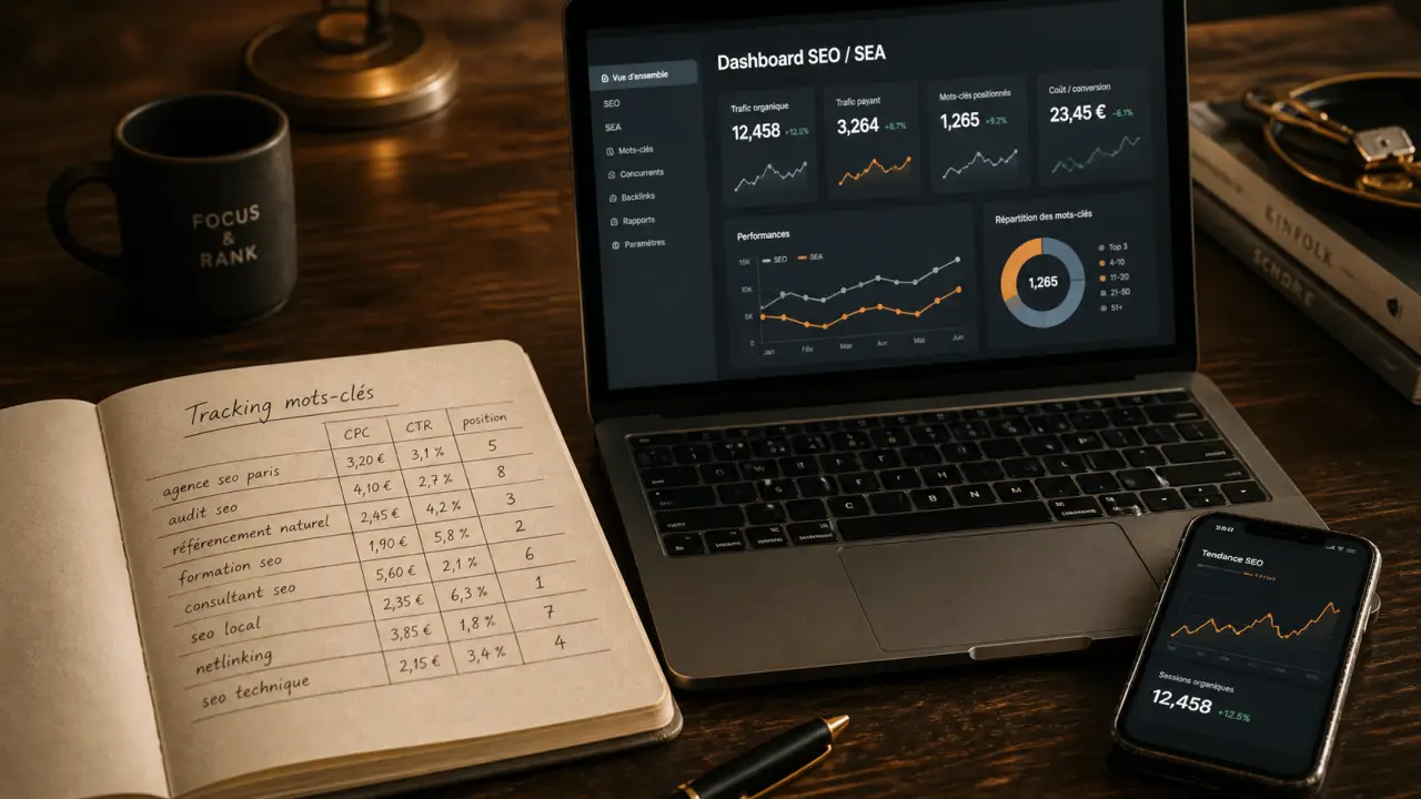 Tracking mot clé search marketing : position, CPC, CTR