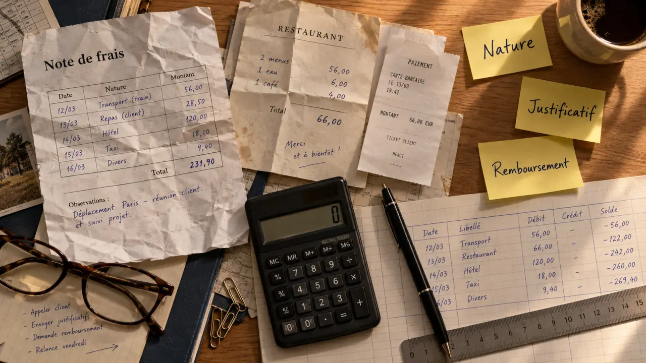 Note de frais comptabilité : avance au remboursement avec justificatifs et factures